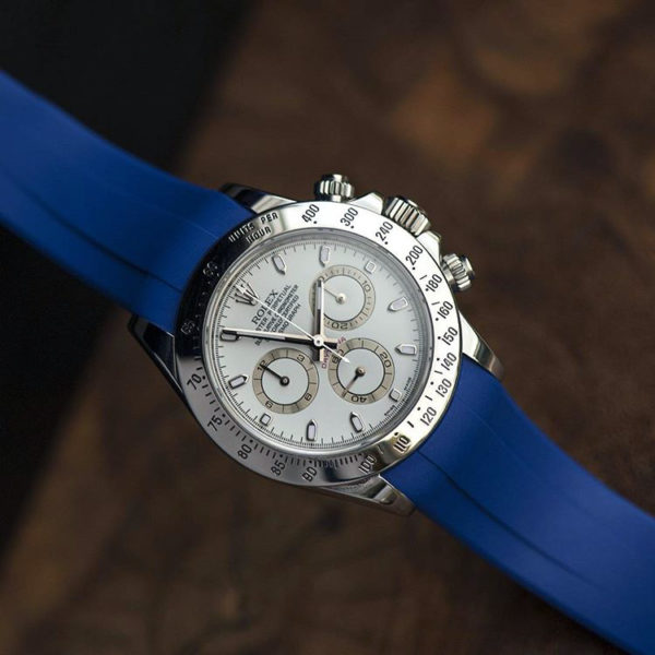 Blue Rubber strap with Rolex Oyster Perpetual watch